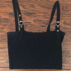 Black crop top with adjustable straps